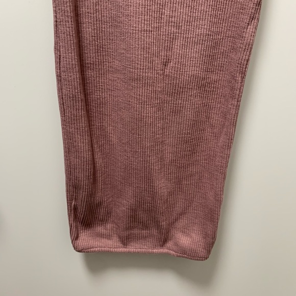 Zara Ribbed Midi Dress Mauve Square Neck Size M - Picture 8 of 8